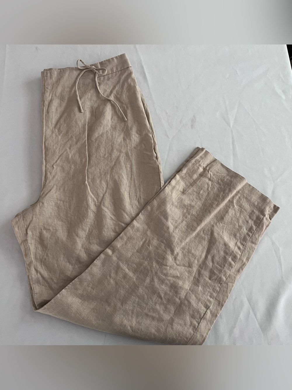 Jillian Jones Women Wide Leg 100% Linen Blend Pants With Bow Detail